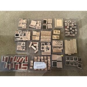 Lot of 18 Stampin Up Woodem Stamp Sets